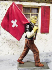 Prehm-Miniaturen 500014 Swiss Man Carrying Swiss Flag - Metal Figure and Flag