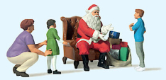 Preiser 44931 Santa Claus-Father Christmas in Chair w/Mother and 2 Children