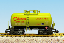 USA Trains R15211 Celanese Chemicals Beer Can Tank Car, Die-Cast Metal Couplers