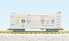 Military Series  "Support Our Troops" Simulated Steel Box Car - Silver