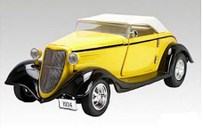 Unique Replicas 18545 1934 Ford Convertible, Yellow, 1/24 Scale