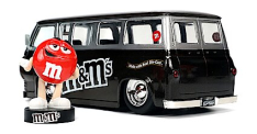 1965 Ford Econoline Bus w/Red M&M Figurine, 1/24 Scale